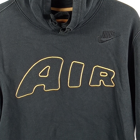 Rare! NIKE AIR UPTEMPO HOODIE JACKET Sportswear Pullover Mens Large Black Gold - Picture 7 of 7